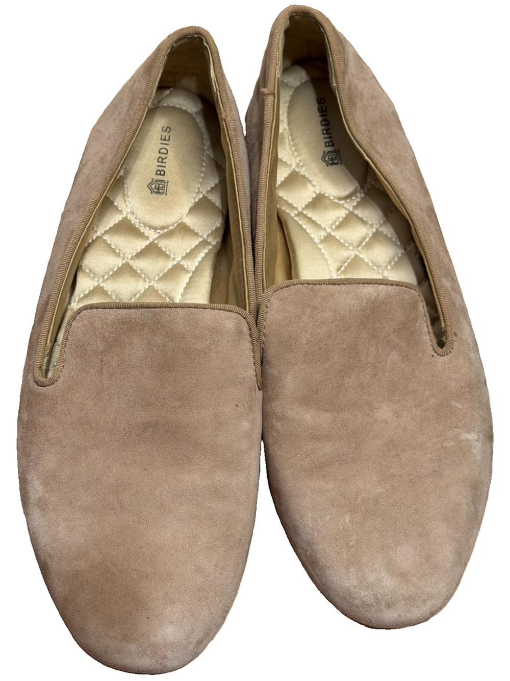Birdies The Starling Latte Suede Loafers Womens 8.5 Coffee Creme Quilted Shoe